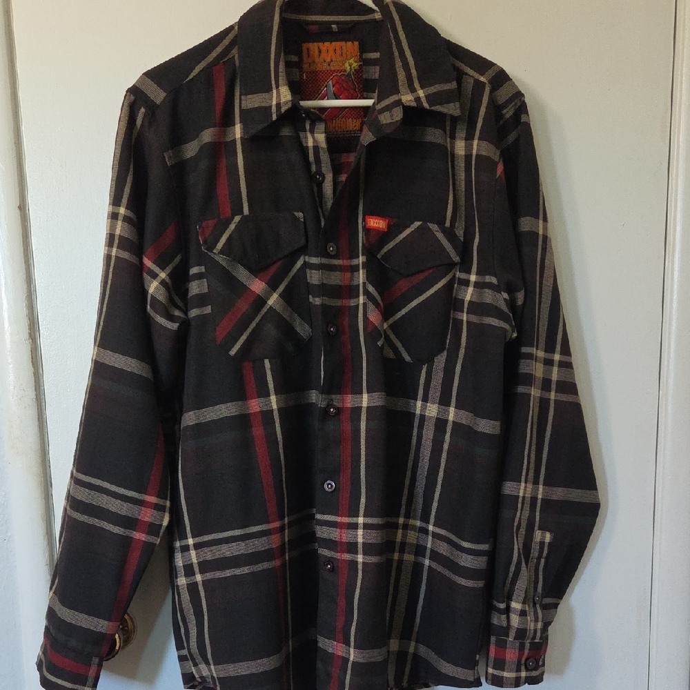 DIXXON Black and Red Plaid Casual Button Down Shirt